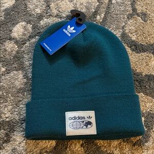 Adidas Teal Knit Beanie with Logo Patch